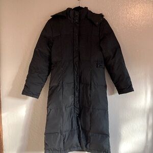 Quilted Puffer Long Coat With Faux Fur Hood